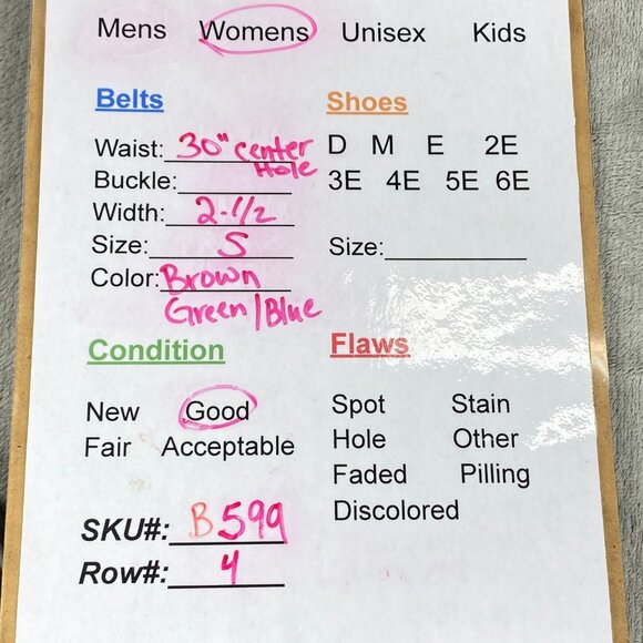 Vintage Chico's Wide Belt Womens Small Brown Green Blue Abstract Print Casual - Picture 9 of 9